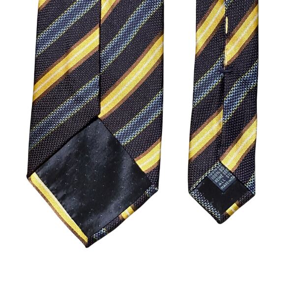 Massimo Bizzocchi Silk Tie Necktie Stripes Striped Blue Gold Made in Italy - Picture 6 of 8